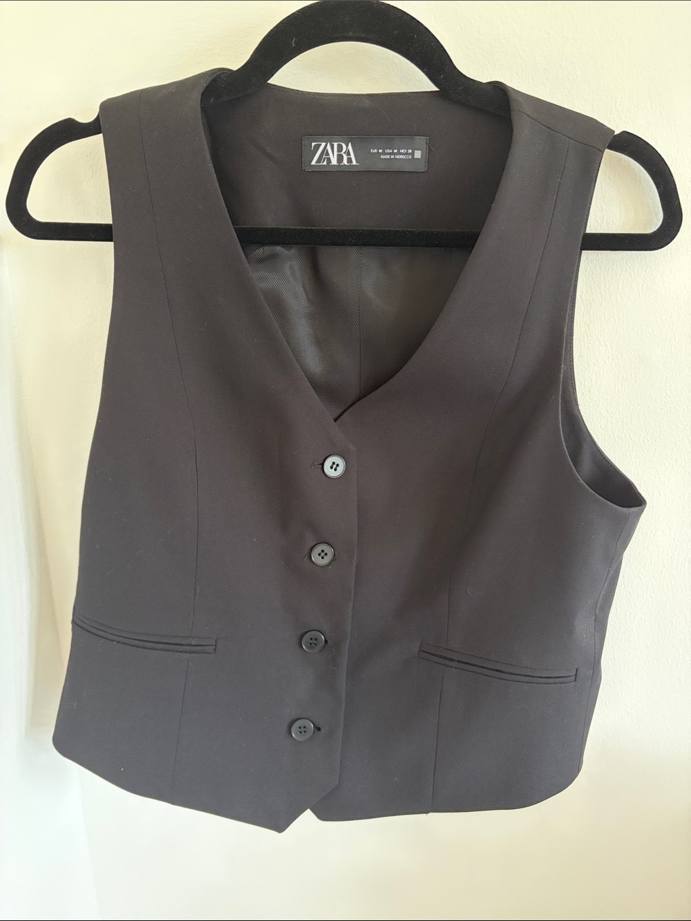 ZARA Black Button-Front Tailored Vest